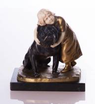 Niña abrazando un bulldog. Julius Paul Schmidt Felling (Alemania) 1